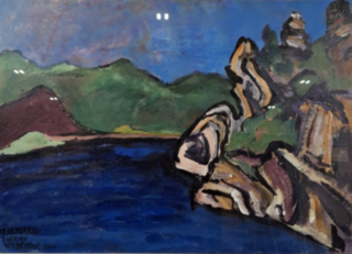 Acryl schilderij, Maya Wildevuur, Landschap, 2000